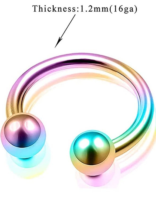 SIISPRI YZstyle 8PCS Stainless Steel 6-10mm Horseshoe 16G Lip Nose Ring Set Body Piercing Cartilage Helix Tragus Earrings for Women Men (Black/Silver/Gold/Rainbow) (6mm SetE054) - Image 2